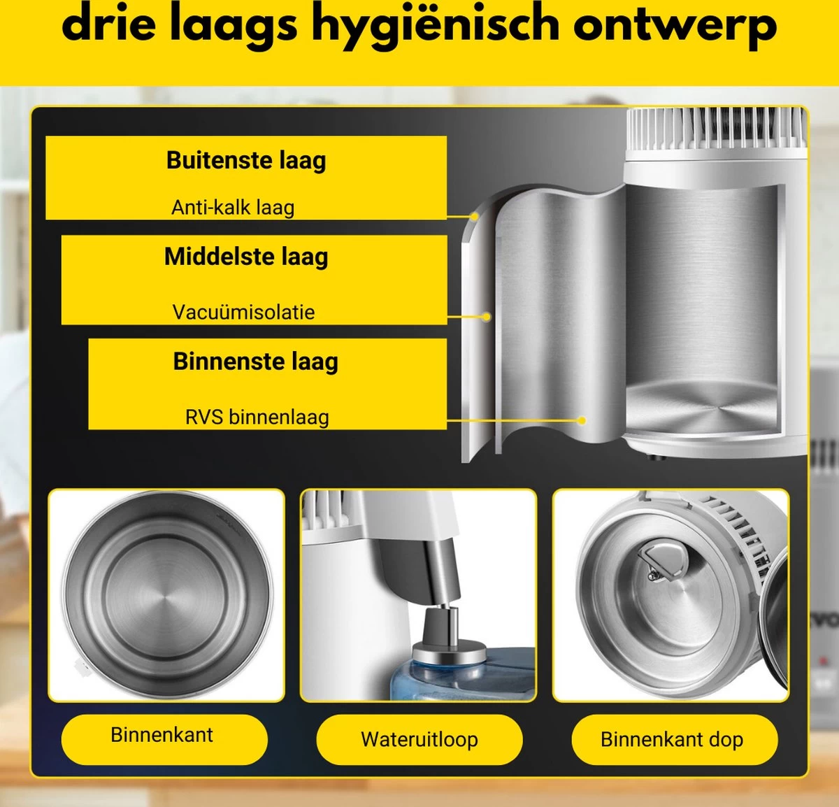 Purificateur D'eau Thuys - Distillateur D'eau - Distillateur - Filtre à Eau - Adoucisseur D'eau - 750W - Inox - 4L 10 Purificateur D'eau Thuys - Distillateur D'eau - Distillateur - Filtre à Eau - Adoucisseur D'eau - 750W - Inox - 4L – Image 8