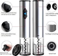 Tire-bouchon - Tire-bouchon Noir - Tire-bouchon Argent - Tire-bouchon électrique - Tire-bouchon - Vin Rouge - Vin Blanc - Vin Rosé - Tous Types De Vin - Ouvre-bouchon Automatique - à Piles - Tire-bouchon -Dégustation Délicate 1200x1155 1