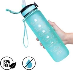 Gourde Motivation - Gourde Avec Marquage De L'heure - Avec Paille En Siliconen - 1 Litre - Rose - Marquages Horaires - Sans BPA - Bec Verseur Pratique - Water - Adultes Et Enfants - Cadeau - Saint Valentin - Bouteille De Sport - Fitness -Dégustation Délicate 1200x1156 5