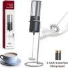 DOWO® - Mousseur à Lait électrique - Mousseur à Lait Manuel - Piles Incluses - Mousseur à Lait - Mousseur à Lait - Zwart & Argent - Acier Inoxydable -Dégustation Délicate 1200x1159 1