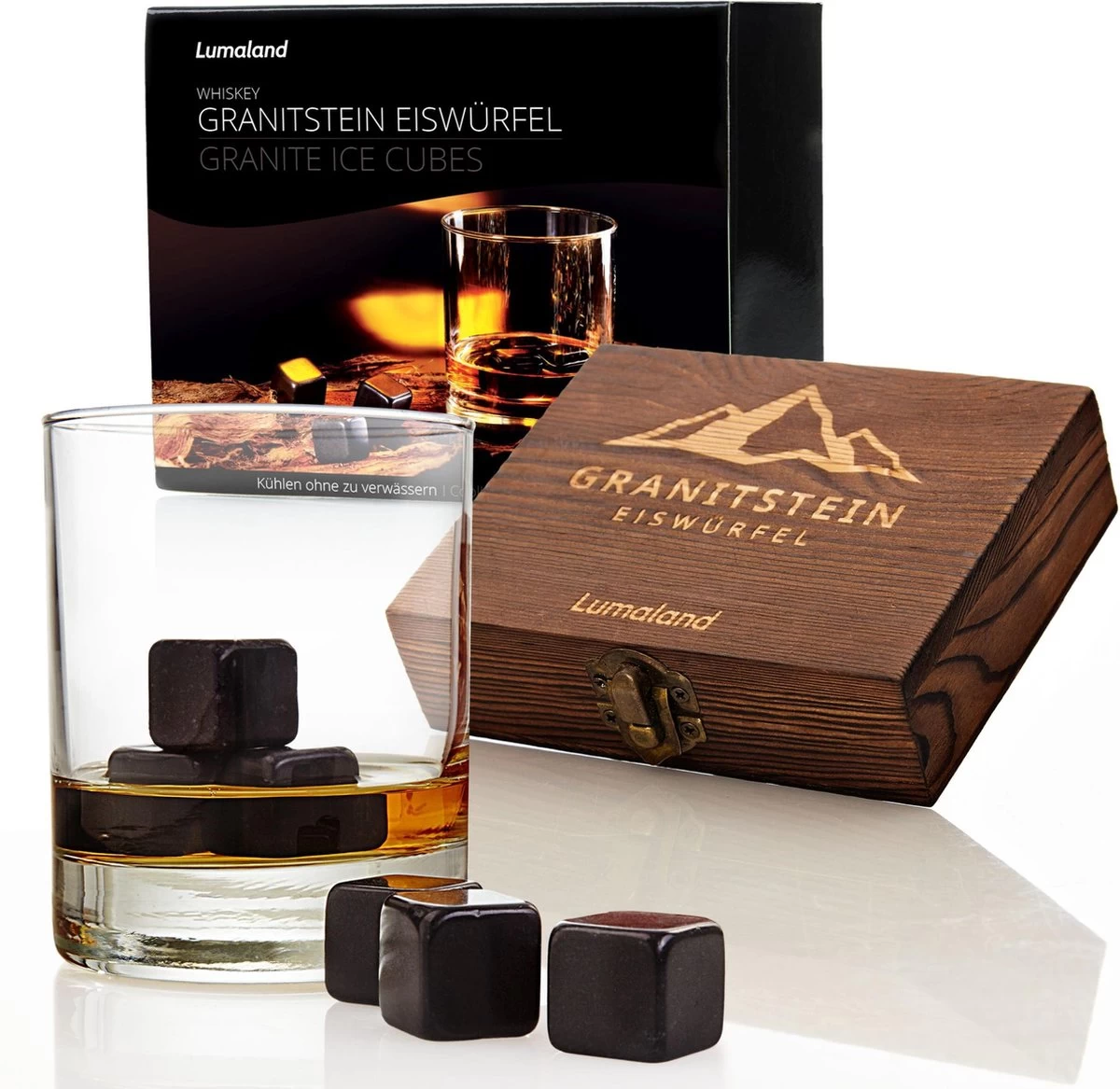 Lumaland - Pierres à Whisky - En Granit De Haute Qualité - Pierres à Whisky - Avec Boîte En Bois, Sac De Rangement Et Pince En Acier Inoxydable - Lot De 9 - Noir 3 Lumaland - Pierres à Whisky - En Granit De Haute Qualité - Pierres à Whisky - Avec Boîte En Bois, Sac De Rangement Et Pince En Acier Inoxydable - Lot De 9 - Noir