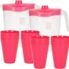 16x Gobelets En Plastique 430 ML Avec 2x Carafes Set Transparent/rose De 2,5 Litres - Anniversaire/camping/jardin -Dégustation Délicate 1200x1167 9