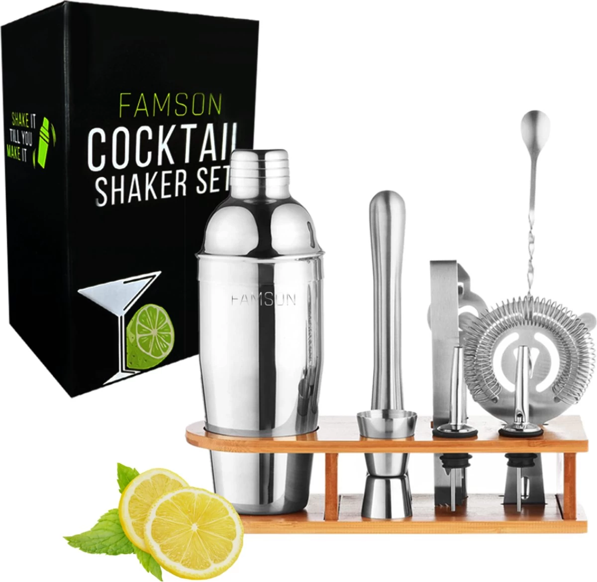 Famson Cocktail Shaker - Cocktail Set - Cocktails - Coffret Cadeau - Métal 3 Famson Cocktail Shaker - Cocktail Set - Cocktails - Coffret Cadeau - Métal