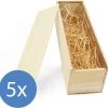 Coffre à Vin Bois - 5 Pièces - Couvercle Coulissant - Y Compris Laine De Bois