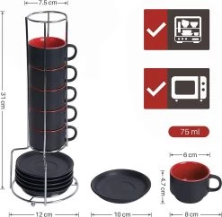 MIAMIO - 6 X 75 Ml Espresso Mug / Mugs En Faïence Noir Extérieur Coloré Intérieur - Collection Le Papillon 9 MIAMIO - 6 X 75 Ml Espresso Mug / Mugs En Faïence Noir Extérieur Coloré Intérieur - Collection Le Papillon -Dégustation Délicate 1200x1174 14