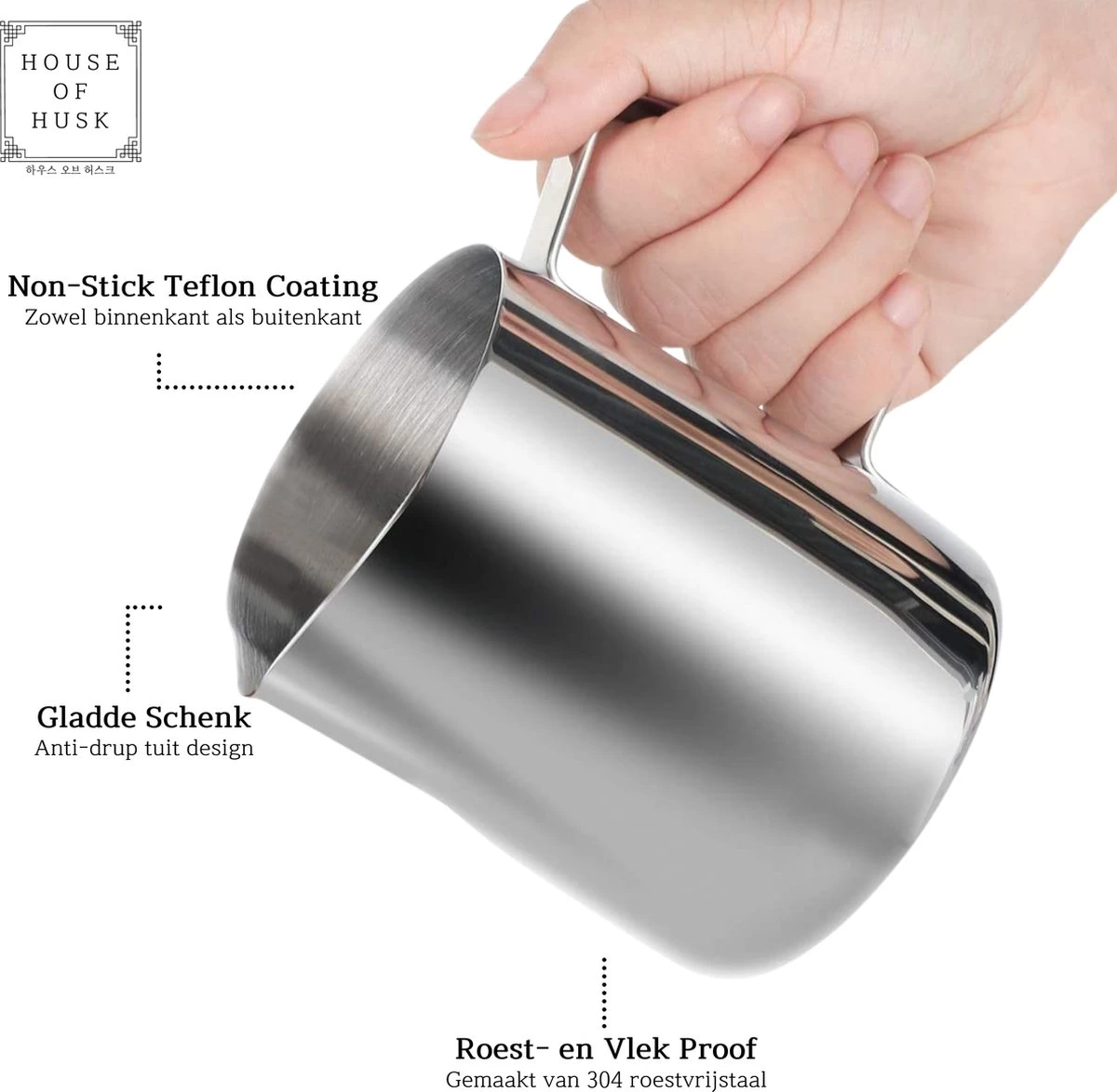 House Of Husk® Pot à Lait Avec Art Pen - Pichet Mousseur à Lait - Argent - Pot à Lait - Pichet à Lait - Acier Inoxydable - Pot à Lait Barista - 350 Ml - Avec Stylo Latte Art 5 House Of Husk® Pot à Lait Avec Art Pen - Pichet Mousseur à Lait - Argent - Pot à Lait - Pichet à Lait - Acier Inoxydable - Pot à Lait Barista - 350 Ml - Avec Stylo Latte Art – Image 3