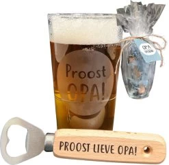 Paquet De Bière Grand-père - Ouvre-bouteille De Verre à Bière - Cadeau De La Vaderdag - Paquet Cadeau - Paquet Cadeau - Cadeau Avec Texte - Colis Bière