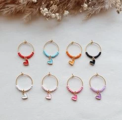 Reconnaître Son Verre à Vin - Marque-verre - Coeur Coloré - Anneaux Pour Verre à Vin - Doré