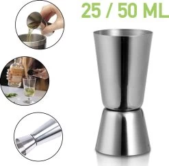 Tasse à Mesurer 50ML - Jigger à Cocktail Professionnel - Tasse à Mesurer - Boisson Forte - Tasse à Mesurer Gin Vodka Rum Wiskey - Buddy Buddy - Acier Inoxydable