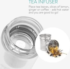 Bouteille à Thé En Verre Navaris Avec Filtre - 500 Ml - Bouteille D'eau En Verre - Gourde à Double Paroi - Bouteille Avec Bouchon, Infuseur à Thé Et Couvercle -Dégustation Délicate 1200x1178 13