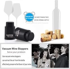 Pompe à Vide à Vin DOWO® Avec échelle De Date - Bouchon à Vin - Pompe à Vide à Vin - Bouchon à Champagne -Dégustation Délicate 1200x1178 6