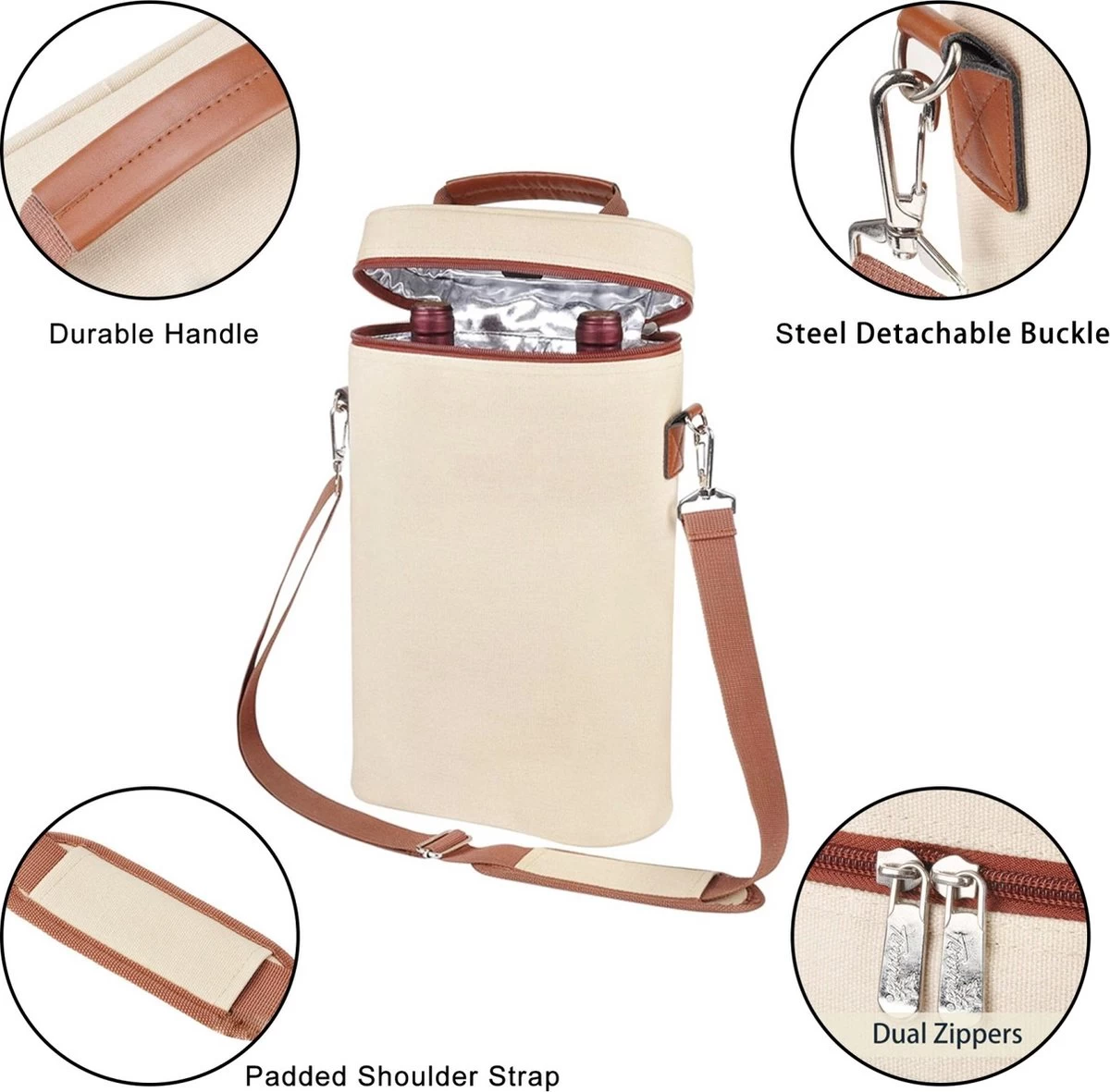 Intirilife Refroidisseur à Vin Sac De Transport Pour Vin, Champagne, Boissons - Refroidisseur De Bouteille Pour Voyages, Pique-nique, Sortie, Isolé 7 Intirilife Refroidisseur à Vin Sac De Transport Pour Vin, Champagne, Boissons - Refroidisseur De Bouteille Pour Voyages, Pique-nique, Sortie, Isolé – Image 5