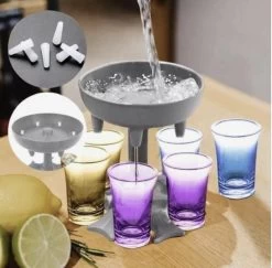 Fontaine à Shot Avec 6 Verres à Shot Bouchons Colorés Et Anti-fuites - Machine à Shot - Distributeur à Shot - Verseur - Shot - Verres à Shot - Distributeur - Boisson - Fête -