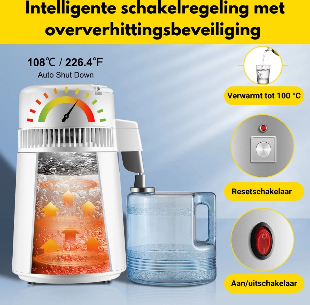 Purificateur D'eau Thuys - Distillateur D'eau - Distillateur - Filtre à Eau - Adoucisseur D'eau - 750W - Inox - 4L 4 Purificateur D'eau Thuys - Distillateur D'eau - Distillateur - Filtre à Eau - Adoucisseur D'eau - 750W - Inox - 4L – Image 2