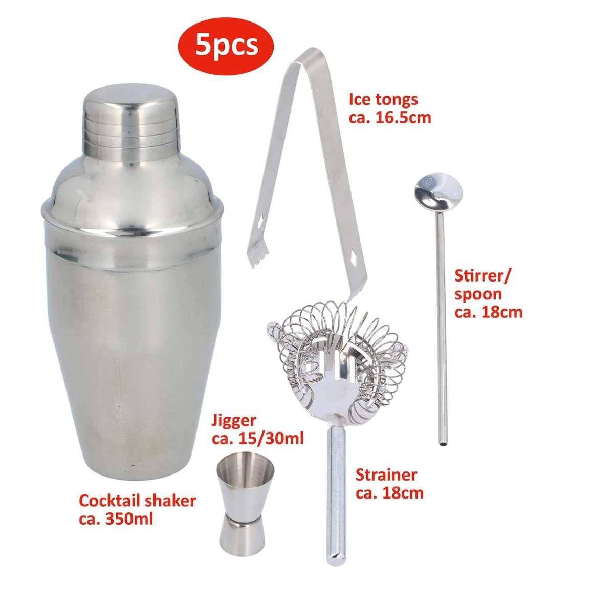 Ensemble à Cocktail 5 Pièces Alpina - Acier Inoxydable - Coffret Cadeau 4 Ensemble à Cocktail 5 Pièces Alpina - Acier Inoxydable - Coffret Cadeau – Image 2