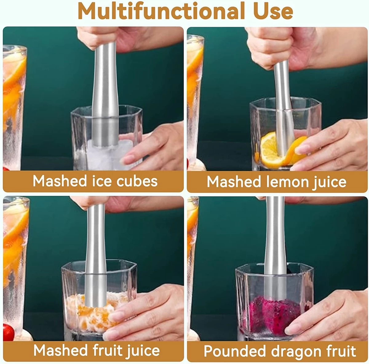 Pilon à Cocktail En Acier Inoxydable, Pilon à Boisson Mélangeur à Cocktail Mojitos Fruit Pilon Citron Marteau Pilon Bar Outil Pour Faire De Délicieux Mojitos, 8.9inch 8 Pilon à Cocktail En Acier Inoxydable, Pilon à Boisson Mélangeur à Cocktail Mojitos Fruit Pilon Citron Marteau Pilon Bar Outil Pour Faire De Délicieux Mojitos, 8.9inch – Image 6