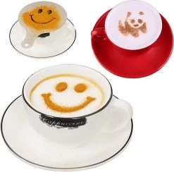 16 Cappuccino Café Barista Stencils Template Spreader Pad Duster Spray - Cappuccino Template - Réutilisable Barista Set - Cocoa Modèles - 16 Pièces -Dégustation Délicate 1200x1183 1