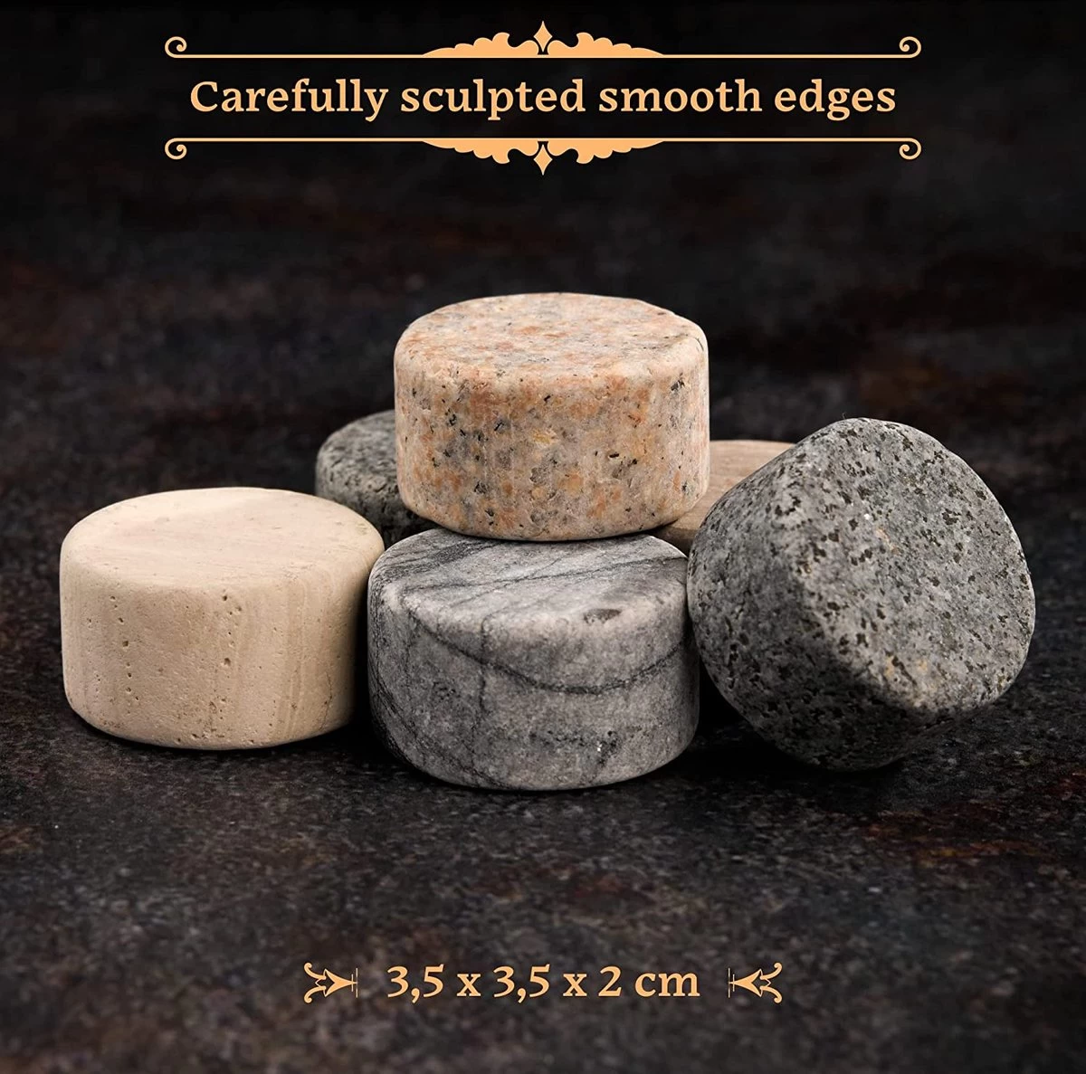Pierres à Whisky GOURMEO (6 Pièces) En Marbre Et Granit I Glaçons Réutilisables, Pierres à Whisky, Pierres à Whisky, Pierres De Refroidissement 7 Pierres à Whisky GOURMEO (6 Pièces) En Marbre Et Granit I Glaçons Réutilisables, Pierres à Whisky, Pierres à Whisky, Pierres De Refroidissement – Image 5