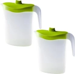 4x Pichets à Eau / Pichets à Jus Avec Couvercle Vert 2,5 Litres 11 X 23 X 26 Cm En Plastique - Pichets à Jus / Pichets à Eau / Pichets / Pichets à Limonade