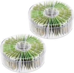 Relaxdays 2 X Boîte à Thé Ronde - Boîte à Thé Transparente - Boîte De Rangement Sachets De Thé - 6 Compartiments