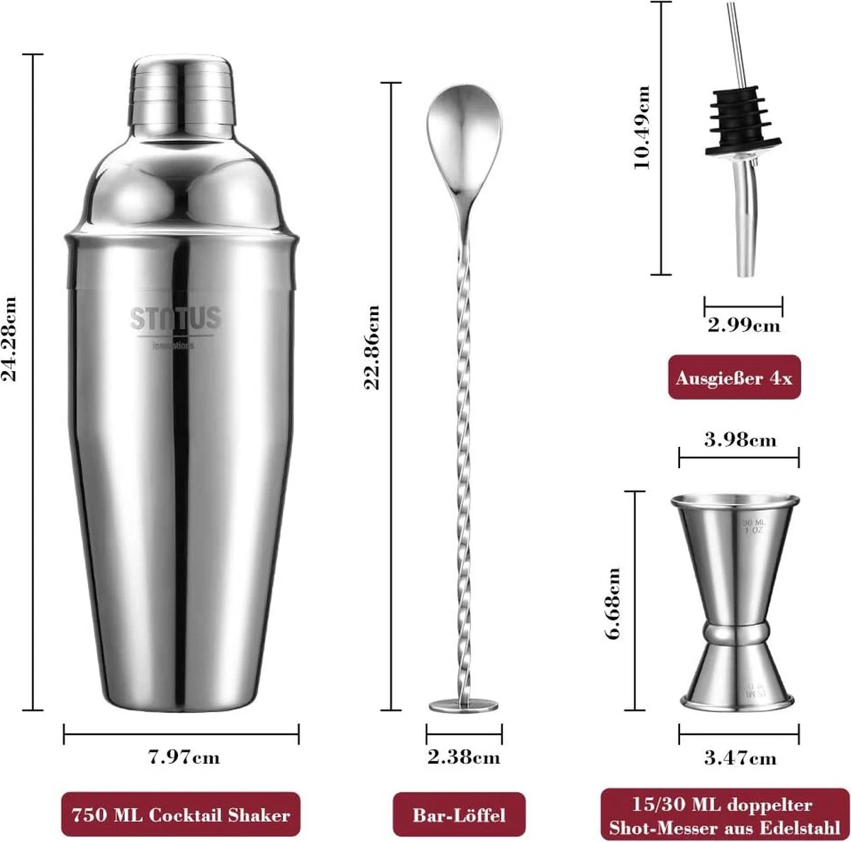 Shaker à Cocktail STNTUS, Set à Cocktail, 750 Ml, Shaker à Cocktail, Set, Accessoires De Bar, Avec Doseur, Set De Shaker à Coktails, Acier Inoxydable, Set à Cocktail, Set à Cocktail 4 Shaker à Cocktail STNTUS, Set à Cocktail, 750 Ml, Shaker à Cocktail, Set, Accessoires De Bar, Avec Doseur, Set De Shaker à Coktails, Acier Inoxydable, Set à Cocktail, Set à Cocktail – Image 2