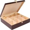 Creative Deco Grande Boîte à Thee En Bois Rangement Marron | 12 Compartiments | 29 X 25 X 7,5 Cm | Avec Un Couvercle | Bois Laqué | Coffre Perfect Pour Le Découpage Et La Décoration -Dégustation Délicate 1200x1188 1