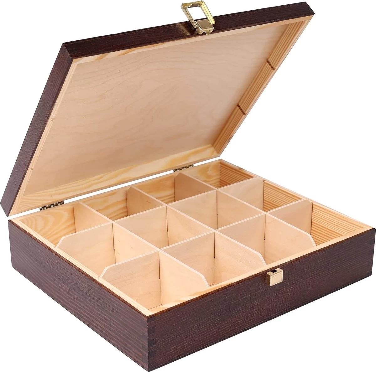 Creative Deco Grande Boîte à Thee En Bois Rangement Marron | 12 Compartiments | 29 X 25 X 7,5 Cm | Avec Un Couvercle | Bois Laqué | Coffre Perfect Pour Le Découpage Et La Décoration 3 Creative Deco Grande Boîte à Thee En Bois Rangement Marron | 12 Compartiments | 29 X 25 X 7,5 Cm | Avec Un Couvercle | Bois Laqué | Coffre Perfect Pour Le Découpage Et La Décoration