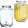 Relaxdays 2x Distributeur De Boissons 8 Litres - Distributeur D'eau En Verre - Robinet De Limonade - Robinet - Rétro