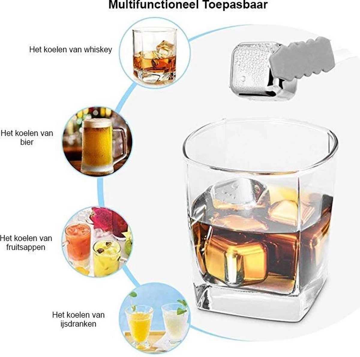 Pierres à Whisky En Acier Inoxydable - Lot De 4 Avec Pinces Et Boîte De Rangement - Glaçons Réutilisables - Gift Man - Pierres à Whisky 8 Pierres à Whisky En Acier Inoxydable - Lot De 4 Avec Pinces Et Boîte De Rangement - Glaçons Réutilisables - Gift Man - Pierres à Whisky – Image 6