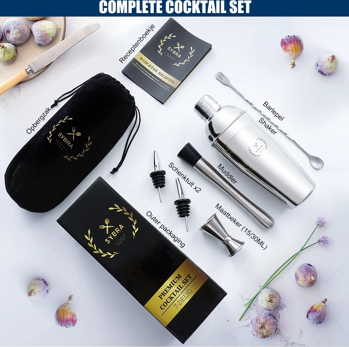 Sybra® Cocktail Set 6 Pièces - Shaker à Cocktail - Acier Inoxydable - Livre à Cocktail 4 Sybra® Cocktail Set 6 Pièces - Shaker à Cocktail - Acier Inoxydable - Livre à Cocktail – Image 2