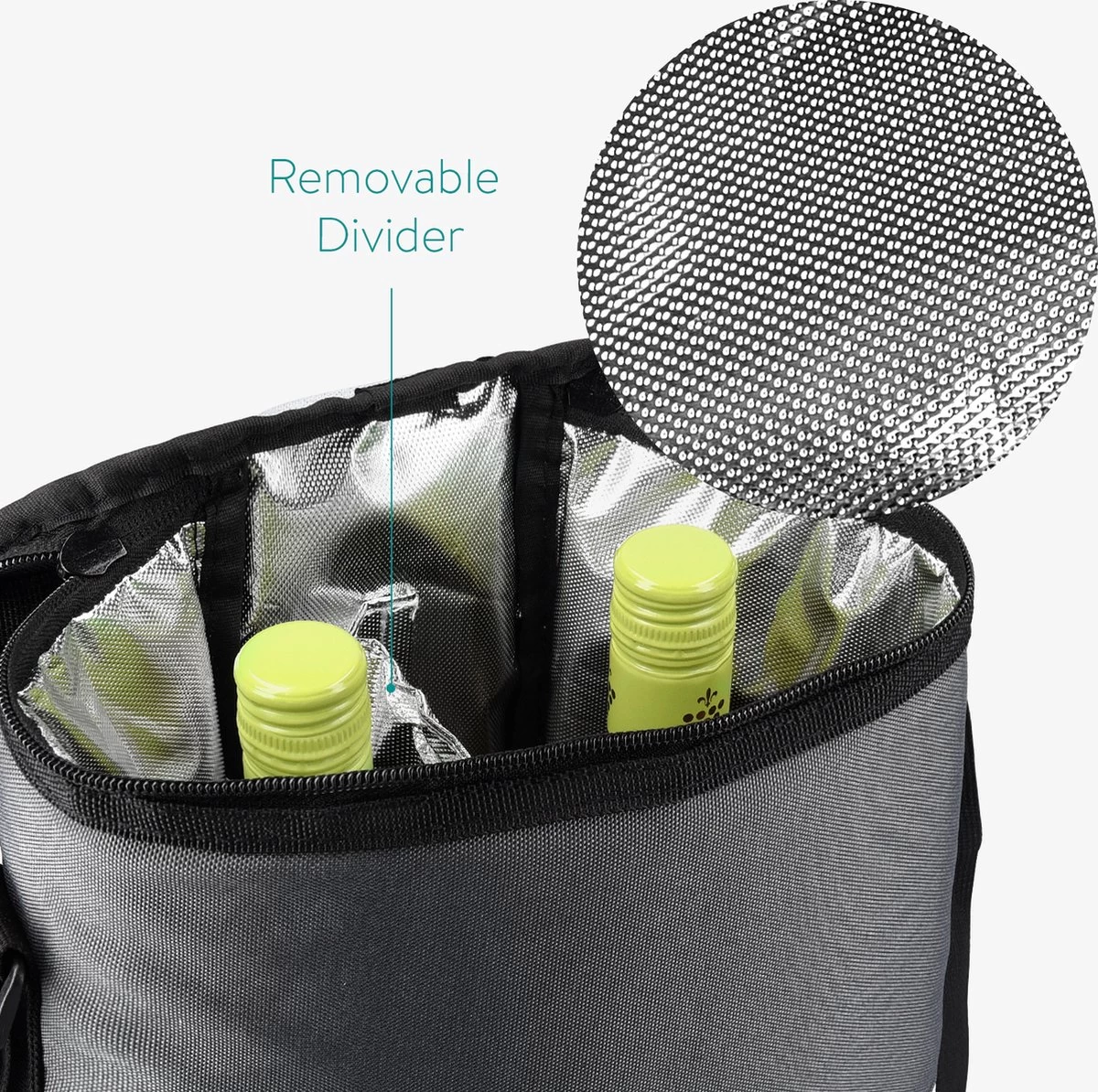 Sac Isotherme Portable Navaris Pour Le Vin - Glacière Avec Bandoulière Pour 2 Bouteilles Ou 4 Canettes - 32 X 22,5 X 12 Cm - Idéal Pour Le Voyage Ou Le Pique-nique 8 Sac Isotherme Portable Navaris Pour Le Vin - Glacière Avec Bandoulière Pour 2 Bouteilles Ou 4 Canettes - 32 X 22,5 X 12 Cm - Idéal Pour Le Voyage Ou Le Pique-nique – Image 6