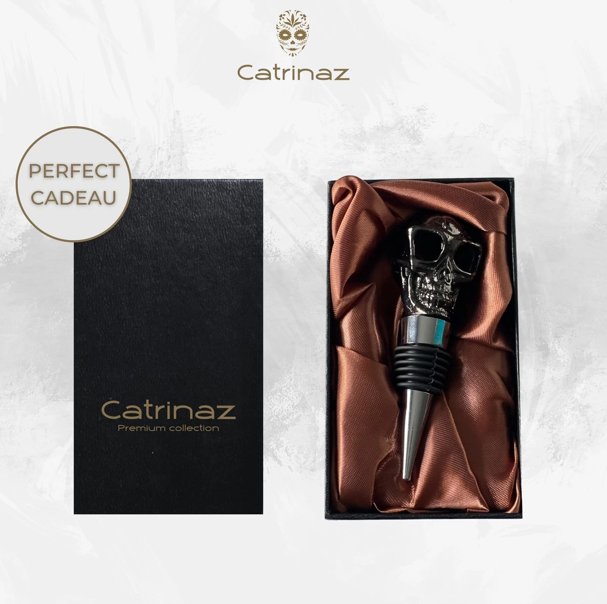 Catrinaz® - Bouchon De Bouteille Premium Avec Tête De Mort - Bouchon à Vin - Noir - Tête De Mort Noire - Tête De Mort - Coffret Cadeau Luxe - Cadeau Uniek - Cadeau Homme Et Femme 6 Catrinaz® - Bouchon De Bouteille Premium Avec Tête De Mort - Bouchon à Vin - Noir - Tête De Mort Noire - Tête De Mort - Coffret Cadeau Luxe - Cadeau Uniek - Cadeau Homme Et Femme – Image 4