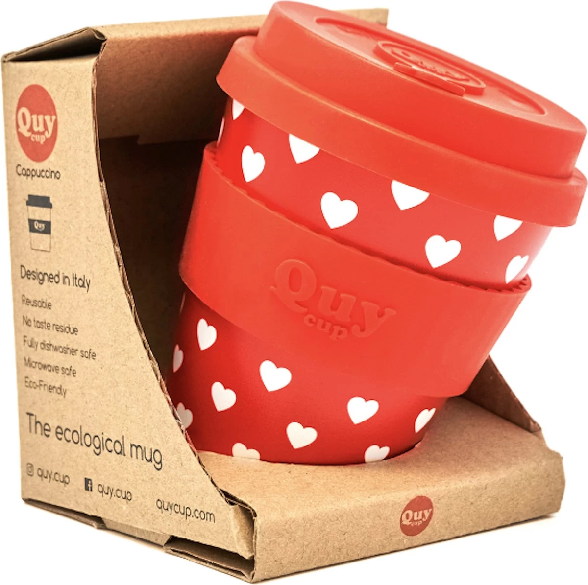 Quy Cup Gobelet De Voyage écologique 230 Ml - Coeur - Sans BPA - Fabriqué à Partir De Bouteilles En PET Recyclées Avec Couvercle En Siliconen Rouge 3 Quy Cup Gobelet De Voyage écologique 230 Ml - Coeur - Sans BPA - Fabriqué à Partir De Bouteilles En PET Recyclées Avec Couvercle En Siliconen Rouge
