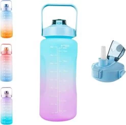 PTTP Motivation Gourde 2 Litres Blauw Violet - Sans BPA - Gourde Avec Paille - Gourde Avec Paille - Grande Gourde - Gourde 2 Litres - Bouteille De Sport - Bouteille De Sport Fitness - Carafe à Eau - Gallon - Bouteille Verseuse - Bouteilles D'eau -Dégustation Délicate 1200x1196 11