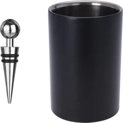 Seau à Vin/seau à Vin Noir Avec Aspirateur Sur Acier Inoxydable D12 X H18 Cm
