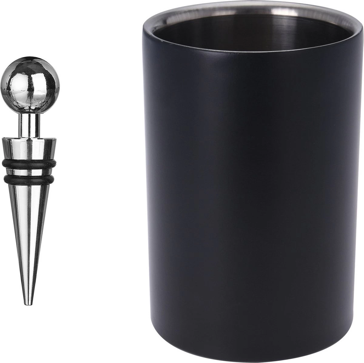 Seau à Vin/seau à Vin Noir Avec Aspirateur Sur Acier Inoxydable D12 X H18 Cm 3 Seau à Vin/seau à Vin Noir Avec Aspirateur Sur Acier Inoxydable D12 X H18 Cm