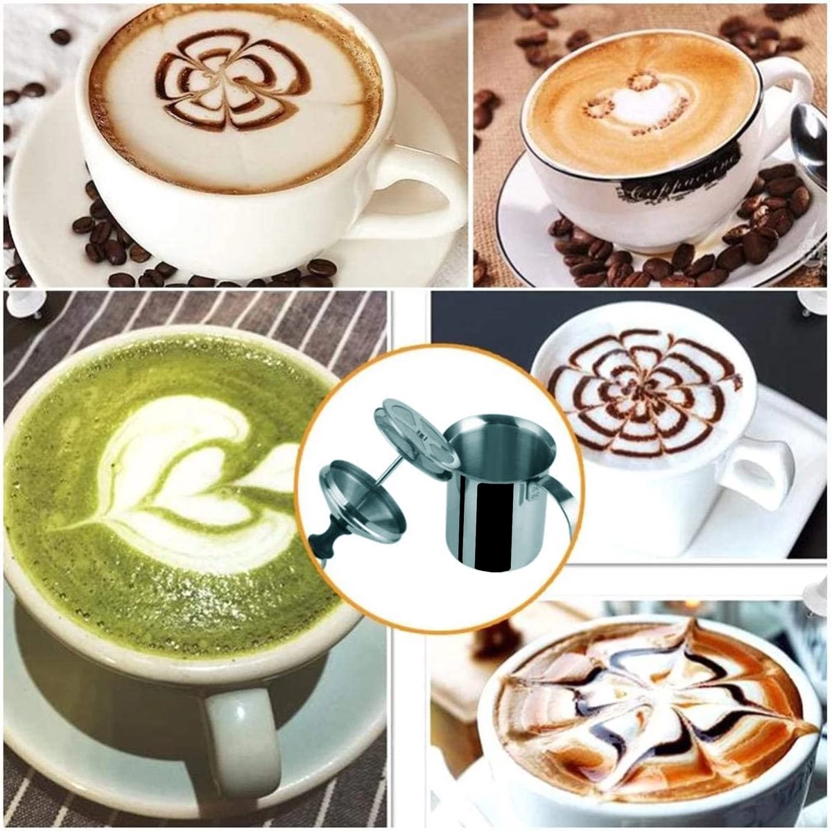 DOWO® - Mousseur à Lait Manuel - Acier Inoxydable - 400 Ml - Passe Au Lave-vaisselle - Barista - Pot à Lait - Base Résistante à La Chaleur - Induction 9 DOWO® - Mousseur à Lait Manuel - Acier Inoxydable - 400 Ml - Passe Au Lave-vaisselle - Barista - Pot à Lait - Base Résistante à La Chaleur - Induction – Image 7