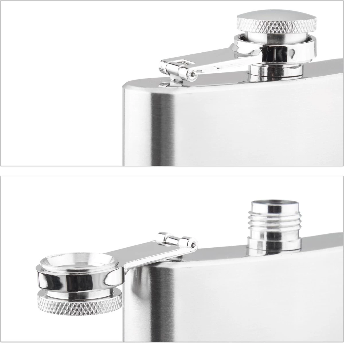 Relaxdays Ensemble De Flacons De Hanche En Acier Inoxydable 7 Pièces - Pinson Plat 200 Ml Avec Entonnoir Et 4 Tasses - Argent 8 Relaxdays Ensemble De Flacons De Hanche En Acier Inoxydable 7 Pièces - Pinson Plat 200 Ml Avec Entonnoir Et 4 Tasses - Argent – Image 6