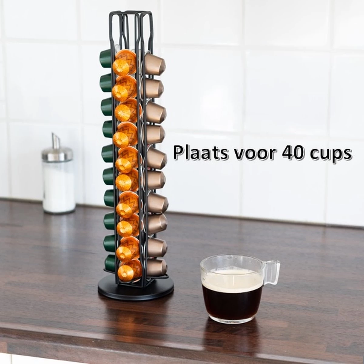 Daily Products Porte-capsule - Nespresso - Porte-gobelet - Pour 40 Tasses - Porte- Tasses à Café - Zwart - Rotatif à 360° 9 Daily Products Porte-capsule - Nespresso - Porte-gobelet - Pour 40 Tasses - Porte- Tasses à Café - Zwart - Rotatif à 360° – Image 7