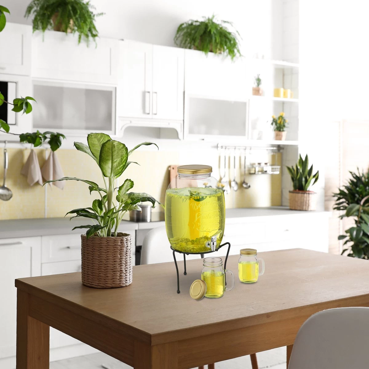 Set De Robinet De Limonade Relaxdays - 4 Verres à Boire Avec Couvercle - Distributeur De Boissons Avec Robinet - 8,5 L 10 Set De Robinet De Limonade Relaxdays - 4 Verres à Boire Avec Couvercle - Distributeur De Boissons Avec Robinet - 8,5 L – Image 8