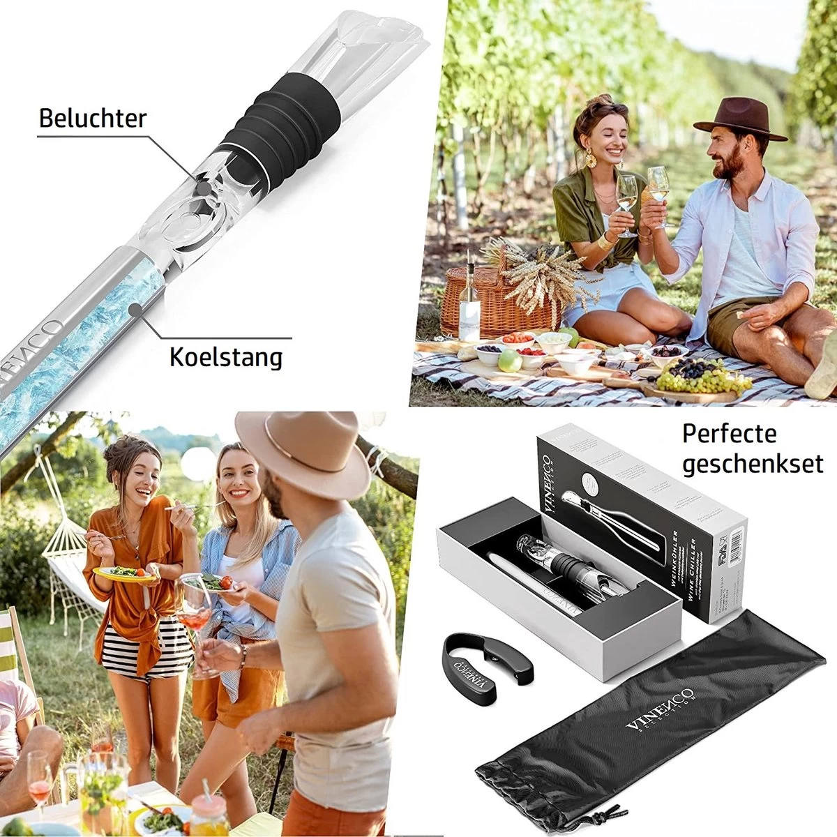 Vinenco - Refroidisseur à Vin - Refroidisseur De Bouteille - Ventilateur De Décantation - Bec Verseur 5 Vinenco - Refroidisseur à Vin - Refroidisseur De Bouteille - Ventilateur De Décantation - Bec Verseur – Image 3