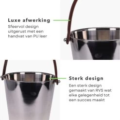 Cheqo® Seau à Champagne De Luxe Avec Anse - Seau à Vin - Seau à Vin - Seau à Glace - Acier Inoxydable - Ø24 Cm -Dégustation Délicate 1200x1200 1016