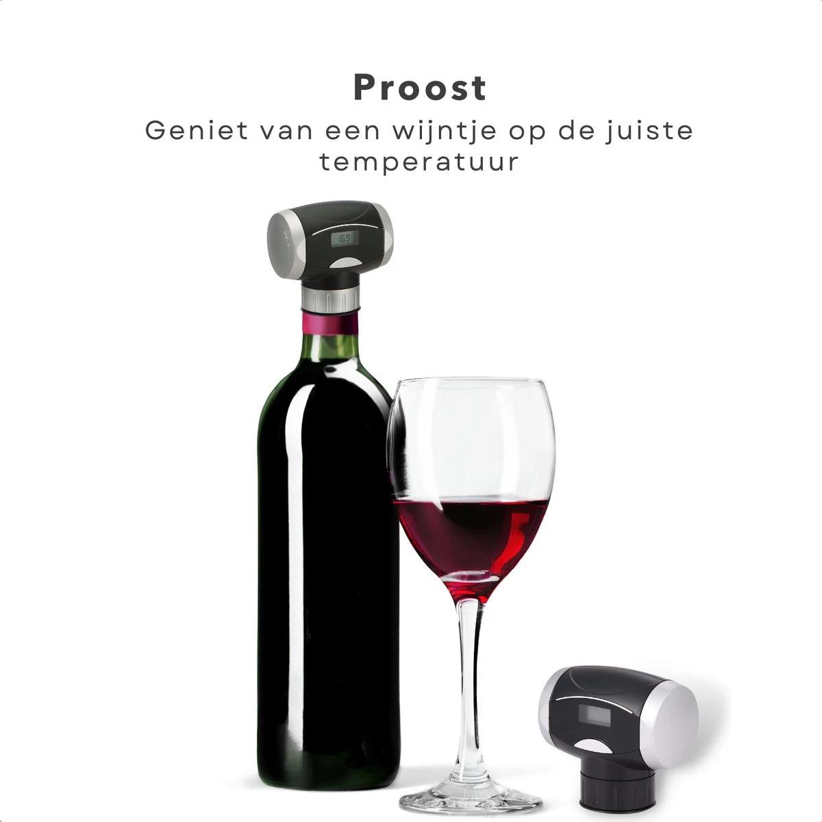 Cheqo® Bouchon à Vin Sous Vide électrique Avec Thermomètre - Pompe à Vide à Vin - Bouchon à Vin - Thermomètre à Vin - Pompe à Vin 5 Cheqo® Bouchon à Vin Sous Vide électrique Avec Thermomètre - Pompe à Vide à Vin - Bouchon à Vin - Thermomètre à Vin - Pompe à Vin – Image 3