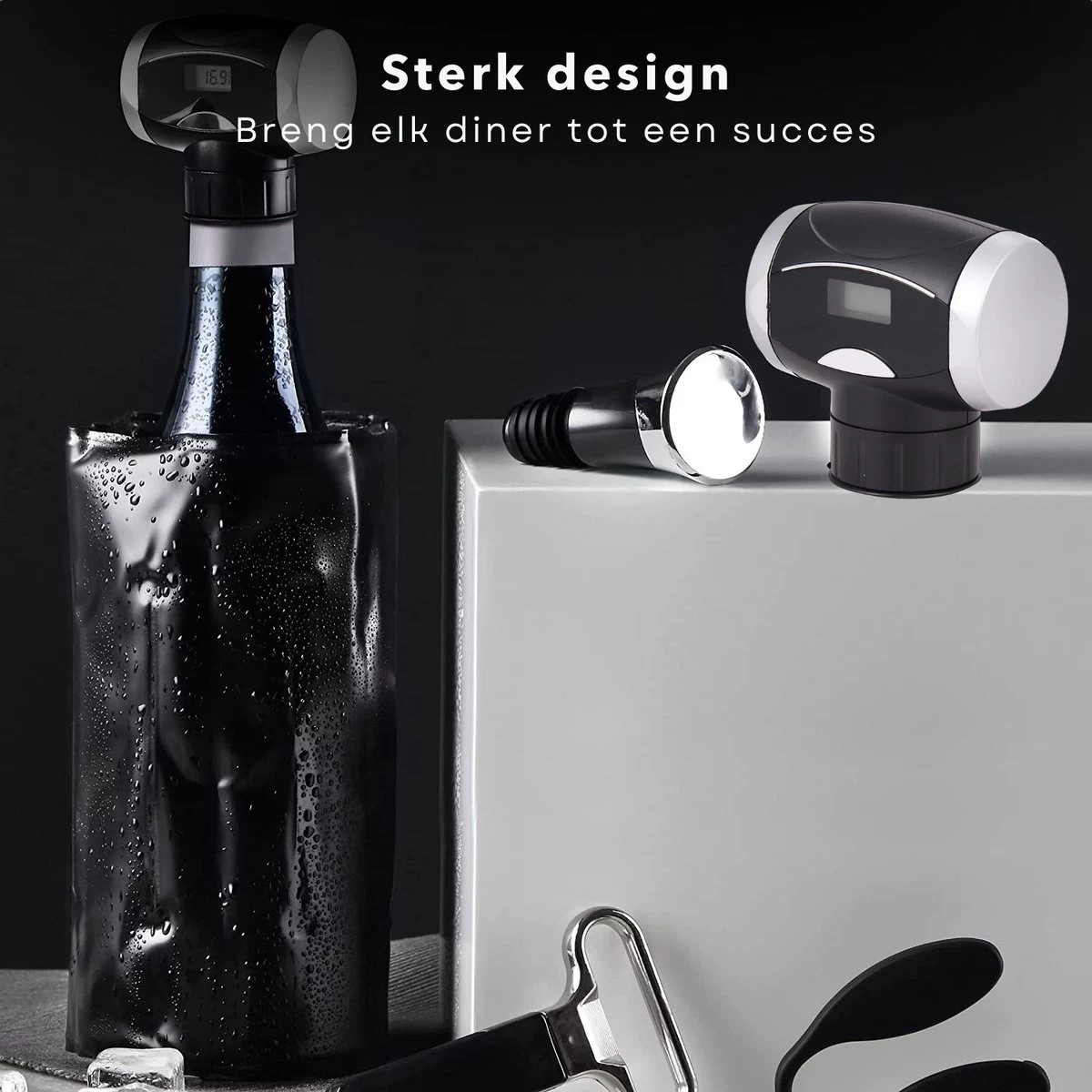 Cheqo® Bouchon à Vin Sous Vide électrique Avec Thermomètre - Pompe à Vide à Vin - Bouchon à Vin - Thermomètre à Vin - Pompe à Vin 8 Cheqo® Bouchon à Vin Sous Vide électrique Avec Thermomètre - Pompe à Vide à Vin - Bouchon à Vin - Thermomètre à Vin - Pompe à Vin – Image 6