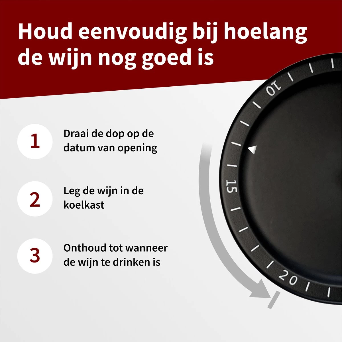 Pompe à Vide Happy Cook® Vin - Bouchon à Vin - Wine Saver - Bouchon à Vin - Avec échelle De Date - Zwart 5 Pompe à Vide Happy Cook® Vin - Bouchon à Vin - Wine Saver - Bouchon à Vin - Avec échelle De Date - Zwart – Image 3