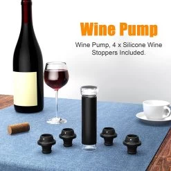 DOWO® - Bouchon à Vin Sous Vide - Avec 4 Bouchons à Vin - Pompe à Vide à Vin - Accessoires Vin - Valve à Vin - Bouchon à Vin - Pompe à Vin - Pompe à Vide - Économiseur De Vin -Dégustation Délicate 1200x1200 1064
