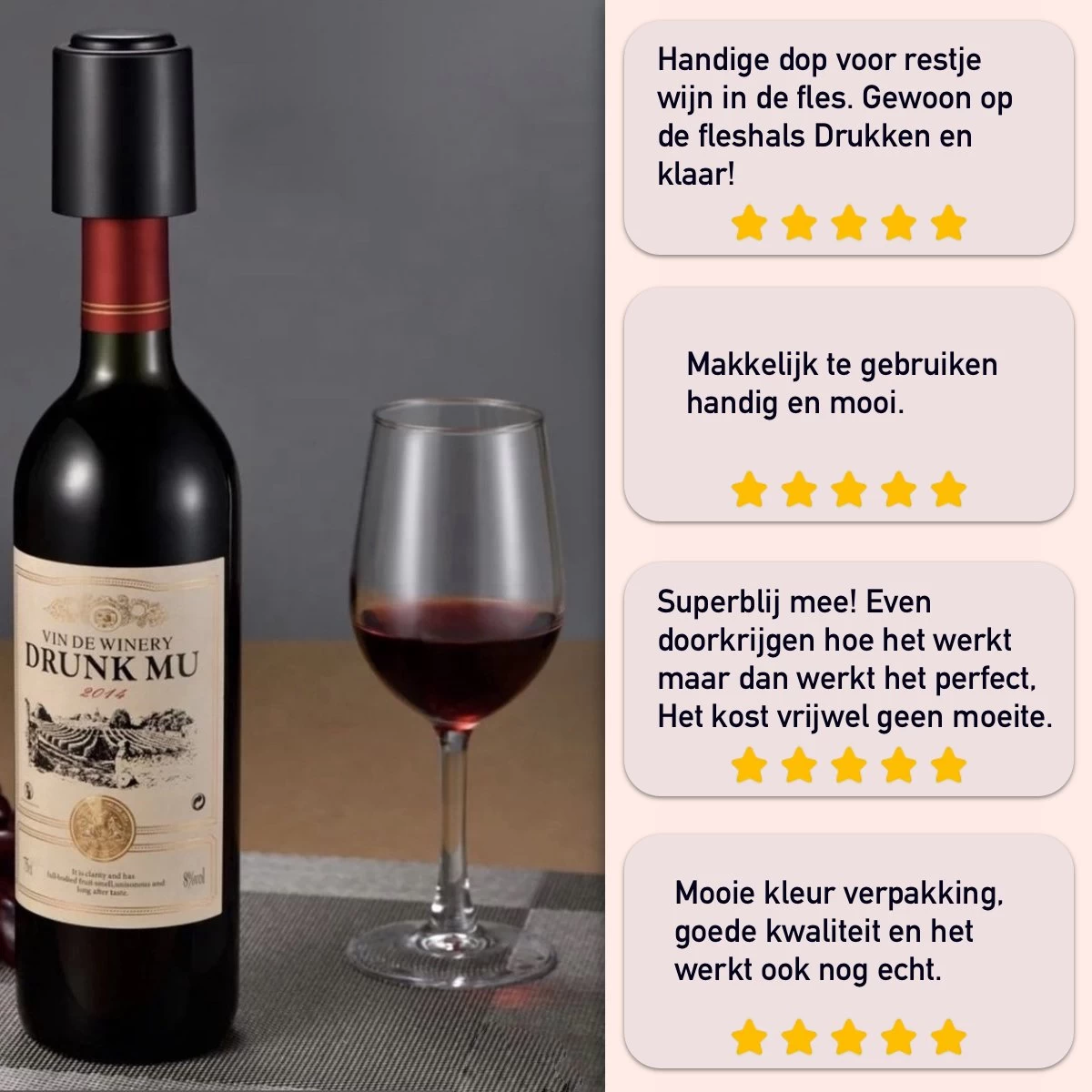 Pompe à Vide à Vin Vestifex® - Bouchon à Vin - Pompe à Vide à Vin - Bouchon à Champagne - Manuel NL Inclus 5 Pompe à Vide à Vin Vestifex® - Bouchon à Vin - Pompe à Vide à Vin - Bouchon à Champagne - Manuel NL Inclus – Image 3