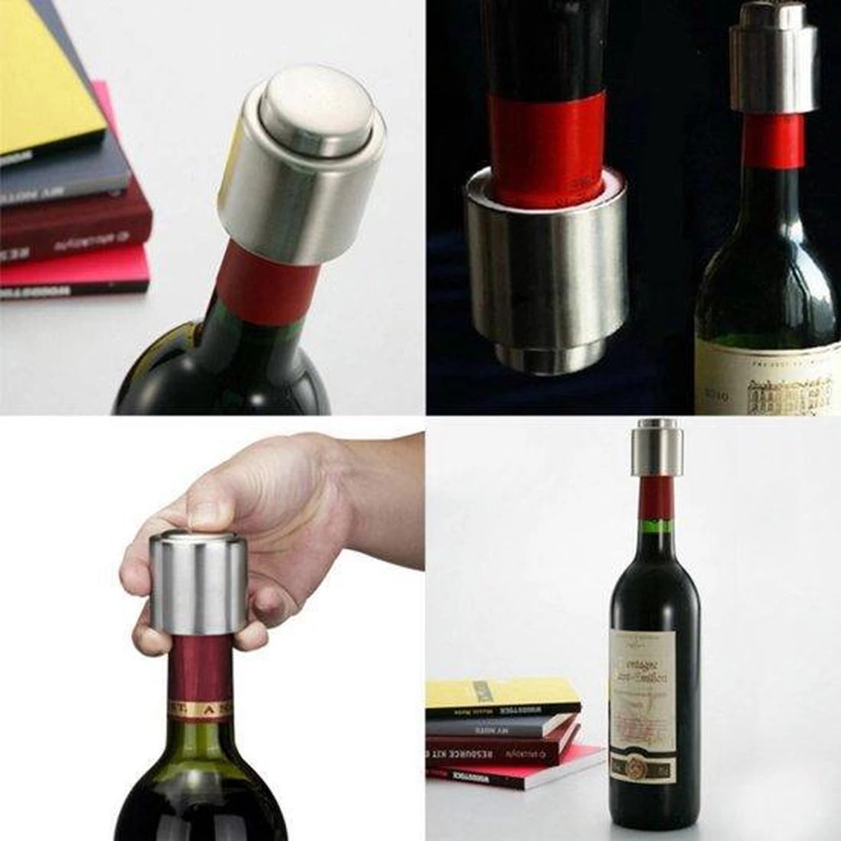 4x Bouchon De Vin En Argent Avec Pompe à Vide - Bouchon De Vin En Acier Inoxydable - Bouchon De Bouteille - Bouchon De Bouteille De Vin Pour Champagne / Vin 5 4x Bouchon De Vin En Argent Avec Pompe à Vide - Bouchon De Vin En Acier Inoxydable - Bouchon De Bouteille - Bouchon De Bouteille De Vin Pour Champagne / Vin – Image 3