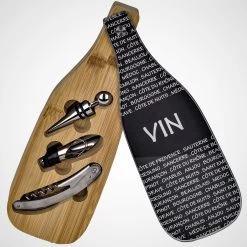 Service à Vin Service à Vin 3 Pièces En Coffret Cadeau - Inox - Décapsuleur, Tire-bouchon, Bouchon De Fermeture, Bec Verseur