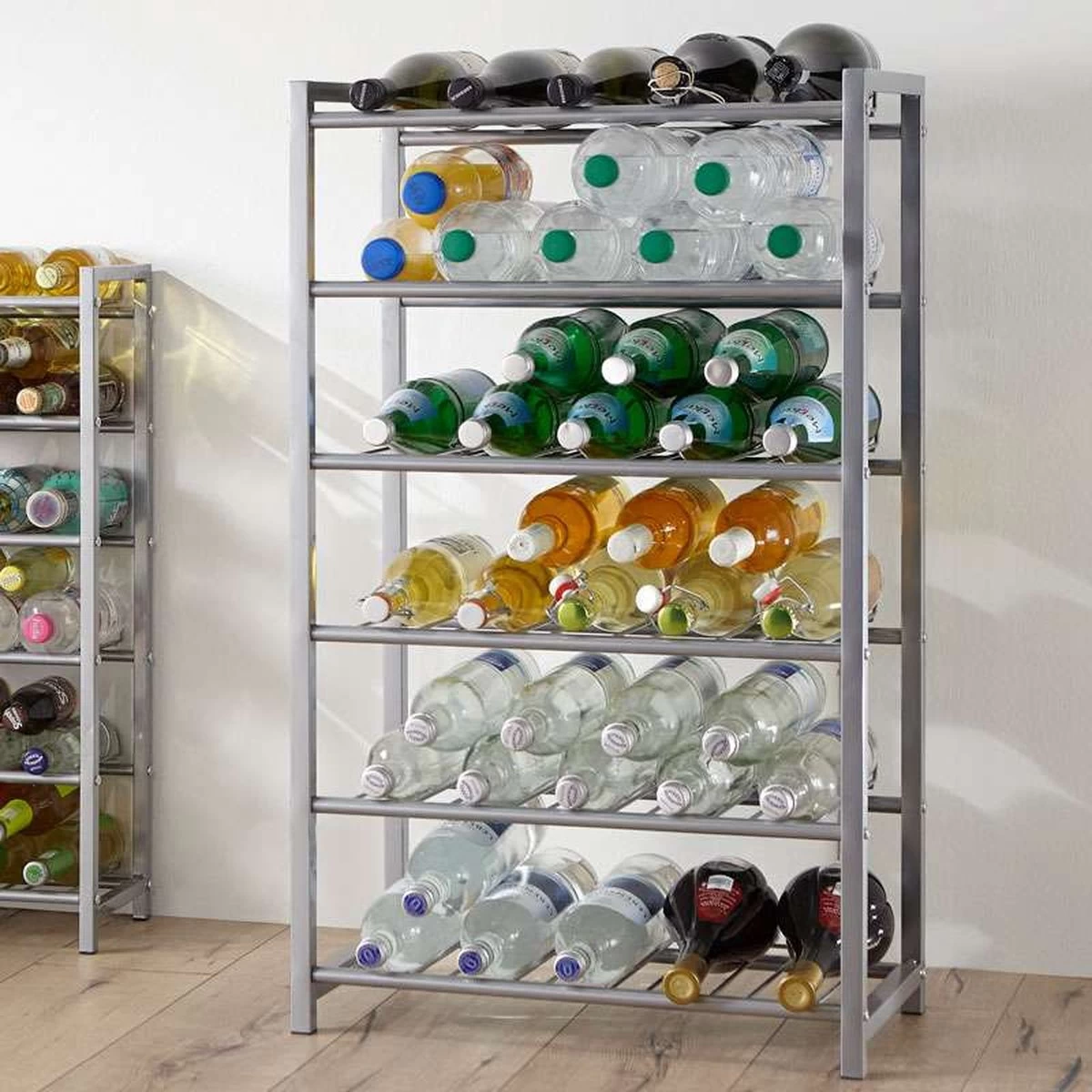 Casier à Vin - Porte-bouteilles De Vin Pour 54 Bouteilles - Casier à Bouteilles En Acier Grijs - Porte-bouteilles Pratique - 54 X 31 X 90 Cm 5 Casier à Vin - Porte-bouteilles De Vin Pour 54 Bouteilles - Casier à Bouteilles En Acier Grijs - Porte-bouteilles Pratique - 54 X 31 X 90 Cm – Image 3